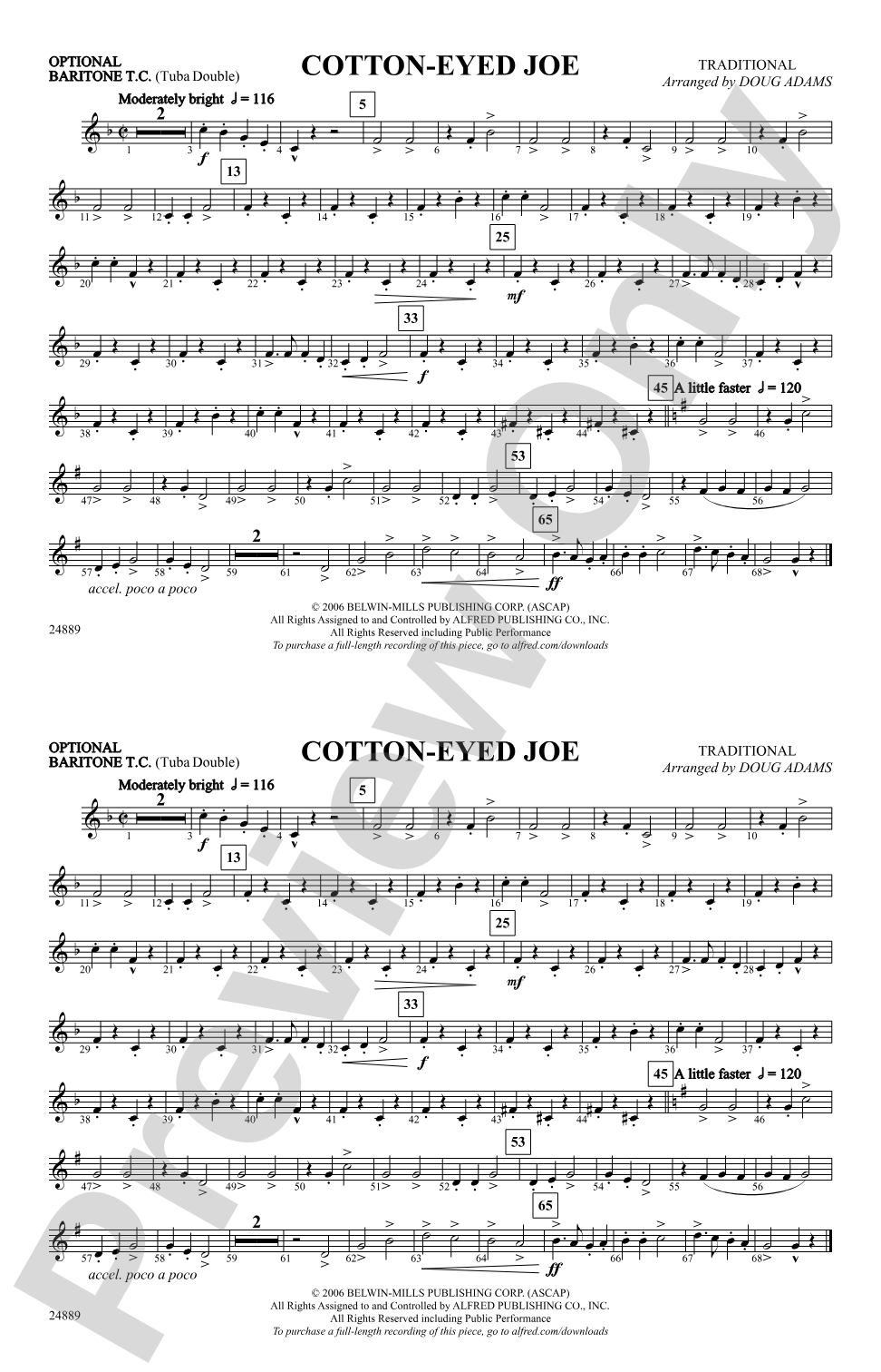 Cotton-Eyed Joe: Optional Baritone T.C. (Tuba Double)