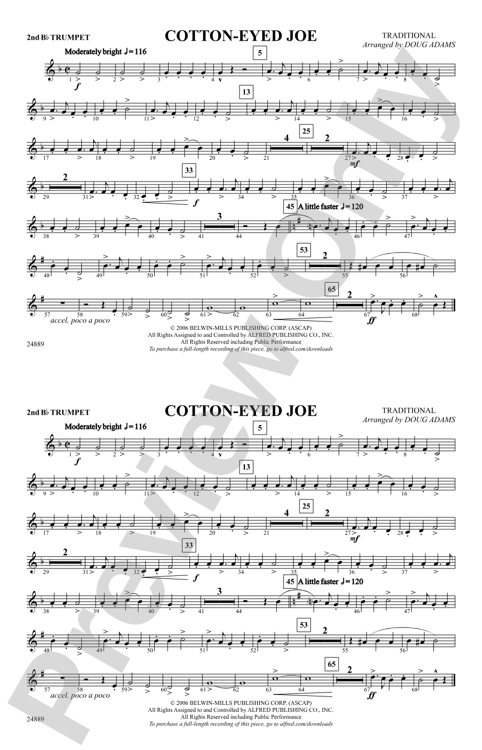 Cotton-Eyed Joe: 2nd B-flat Trumpet