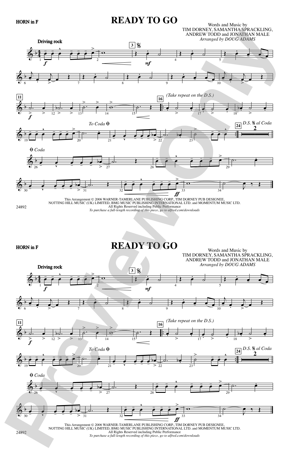 Ready to Go: 1st F Horn