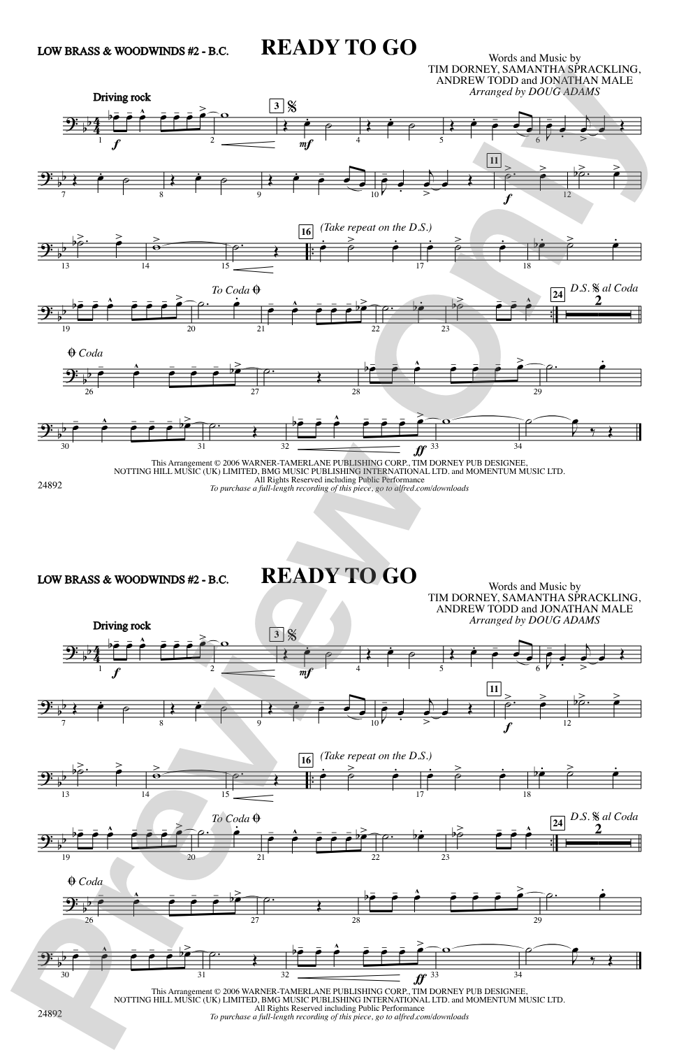 Ready to Go: Low Brass & Woodwinds #2 - Bass Clef