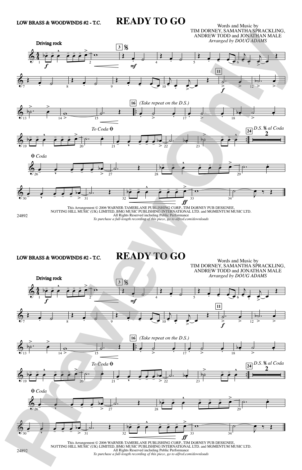 Ready to Go: Low Brass & Woodwinds #2 - Treble Clef