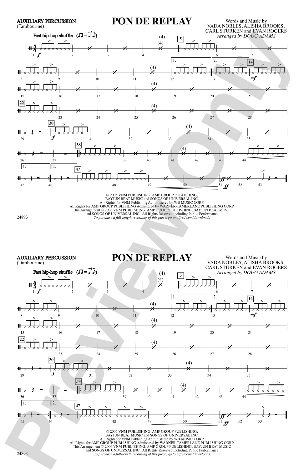 Pon de Replay: Auxiliary Percussion