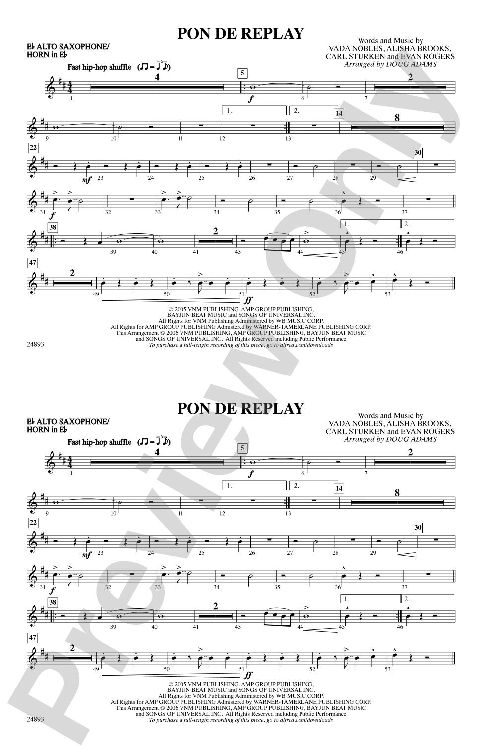 Pon de Replay: E-flat Alto Saxophone
