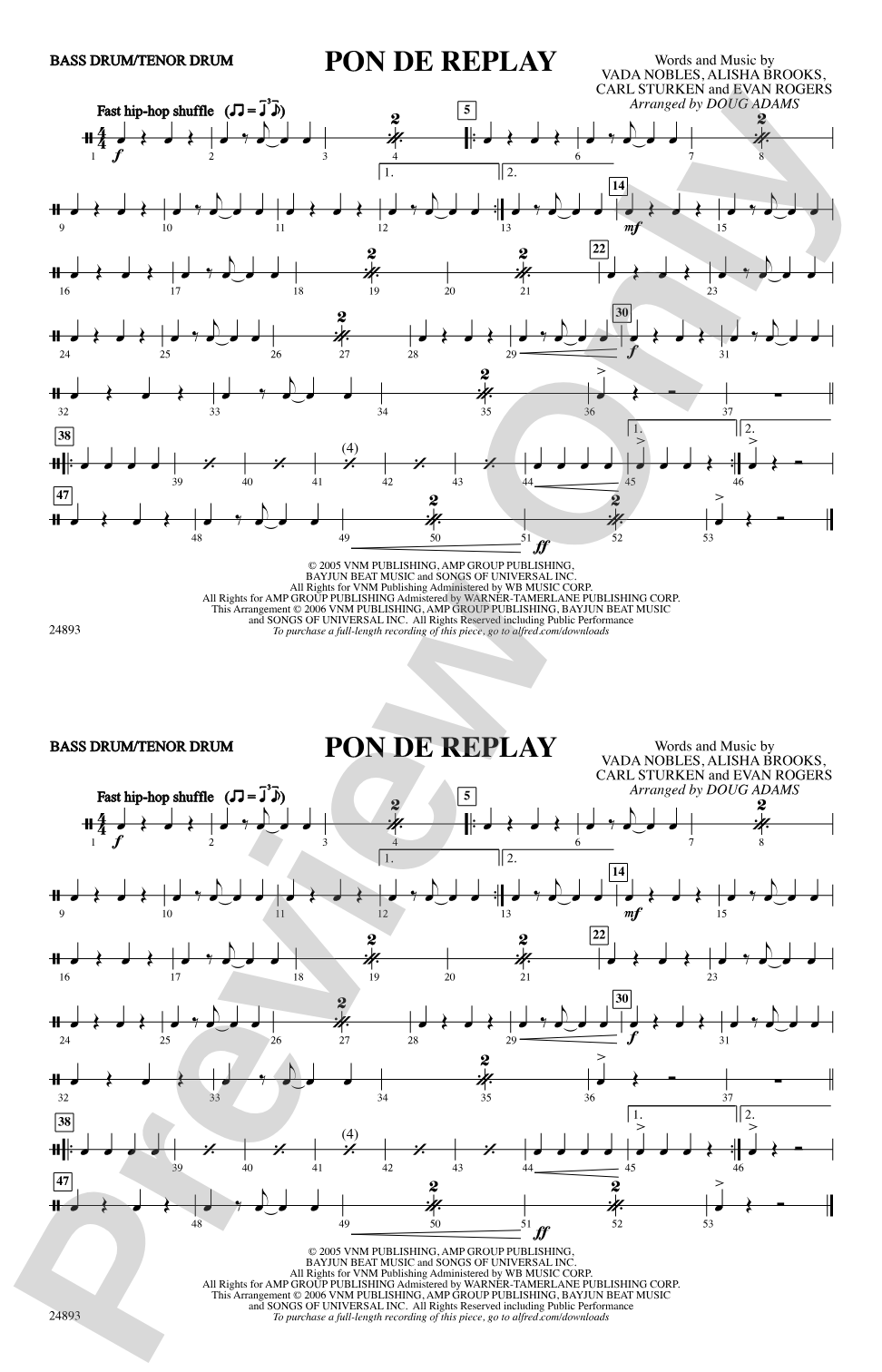 Pon de Replay: Bass Drum/Tenor Drum