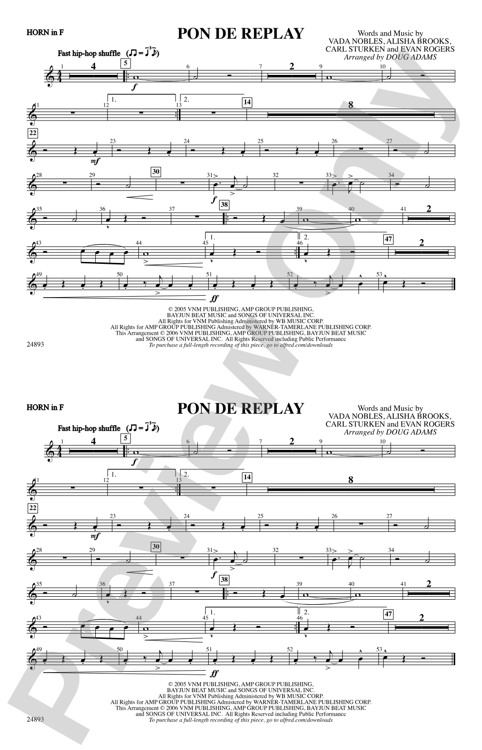 Pon de Replay: 1st F Horn