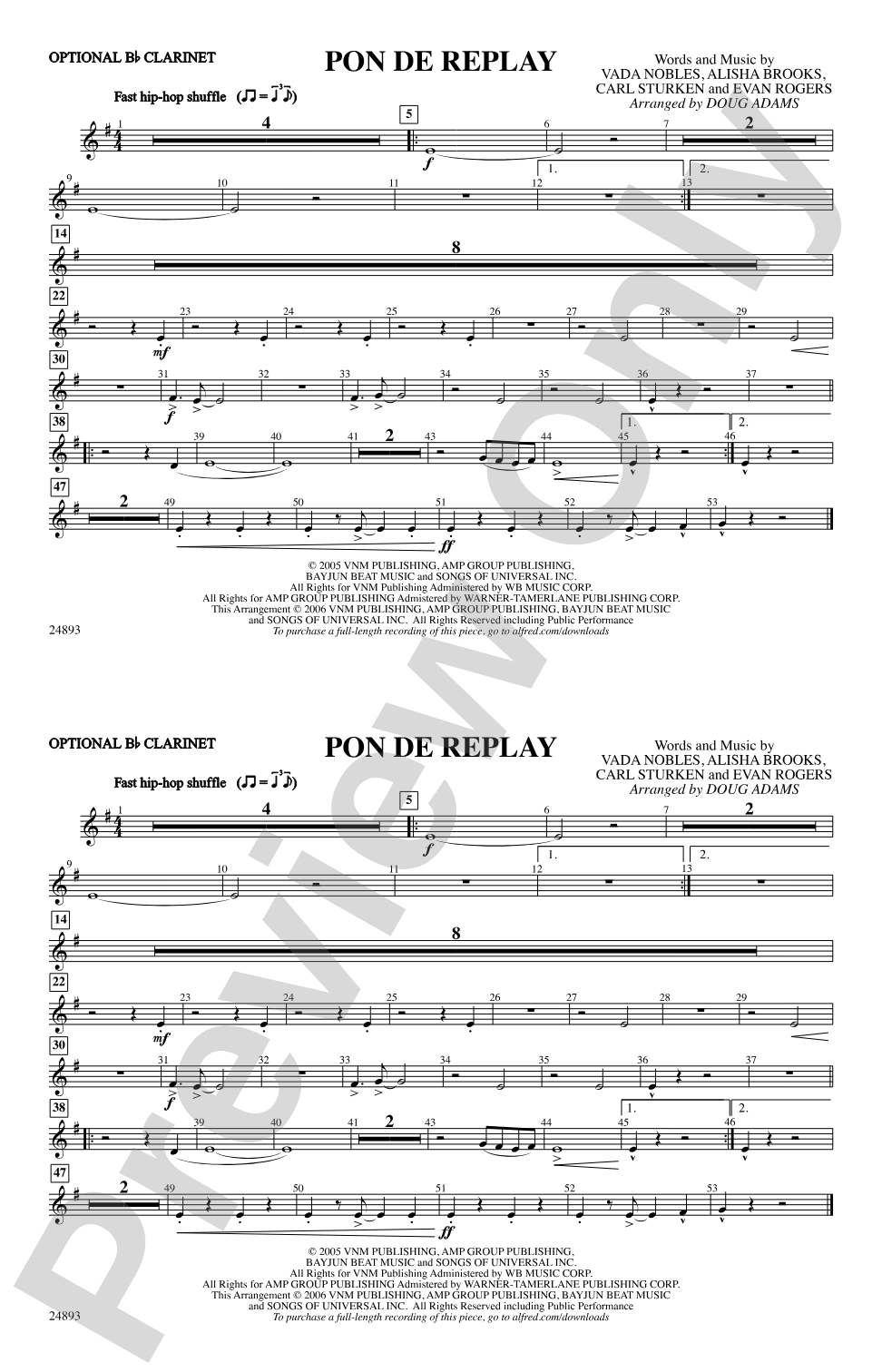 Pon de Replay: Optional Bb Clarinet