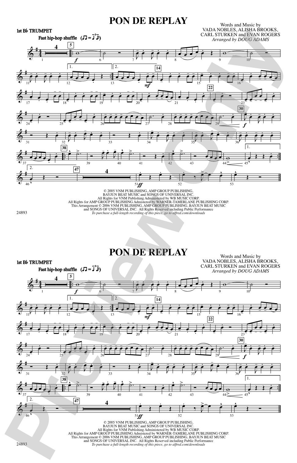 Pon de Replay: 1st B-flat Trumpet