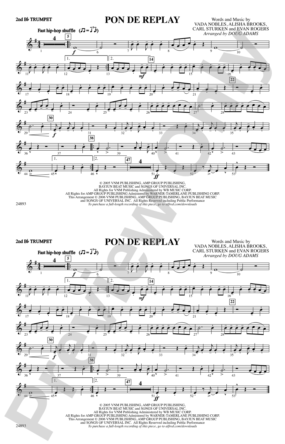 Pon de Replay: 2nd B-flat Trumpet