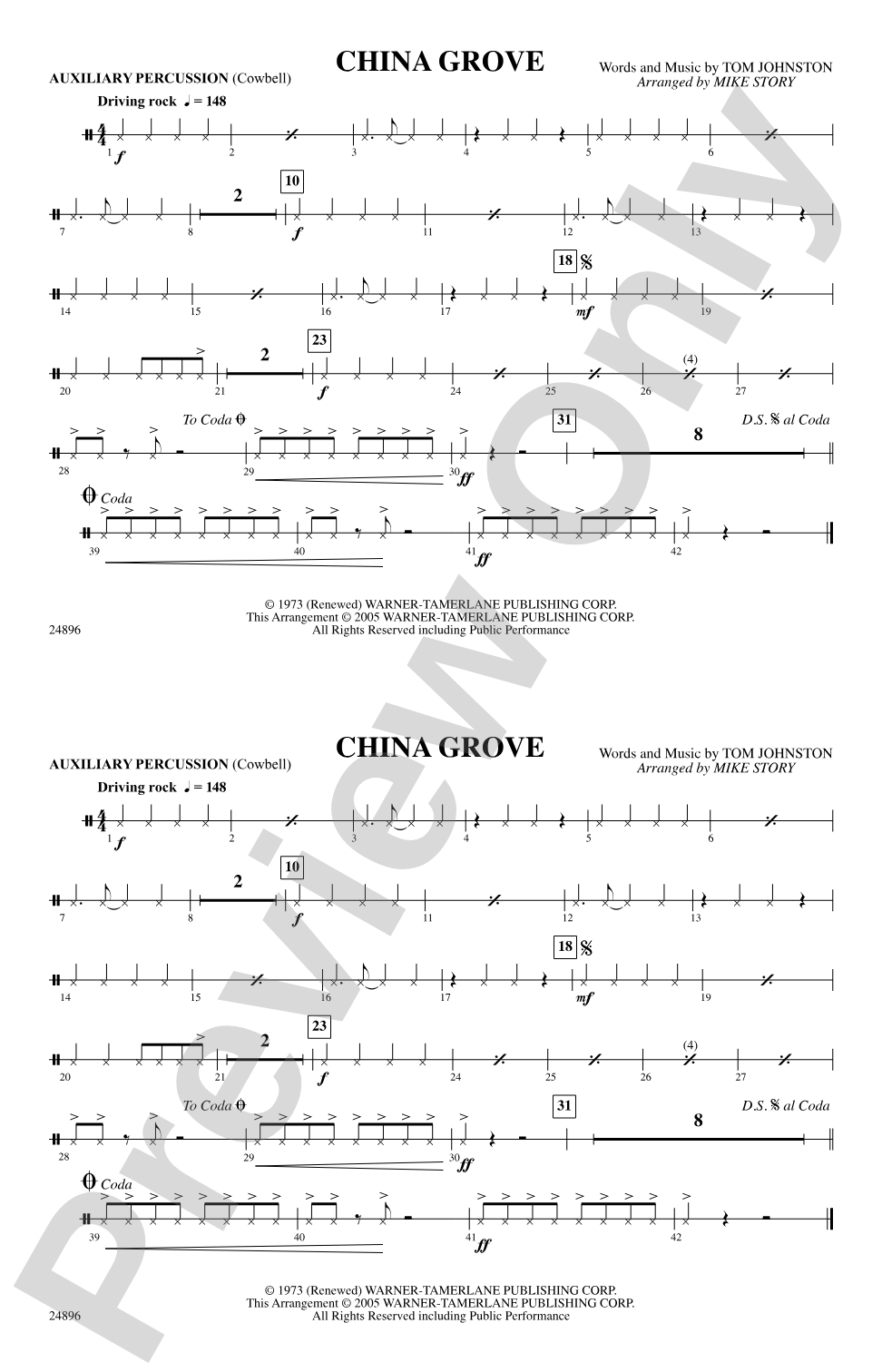 China Grove: Auxiliary Percussion