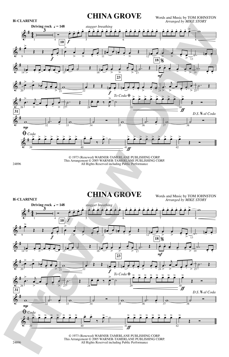 China Grove: 1st B-flat Clarinet