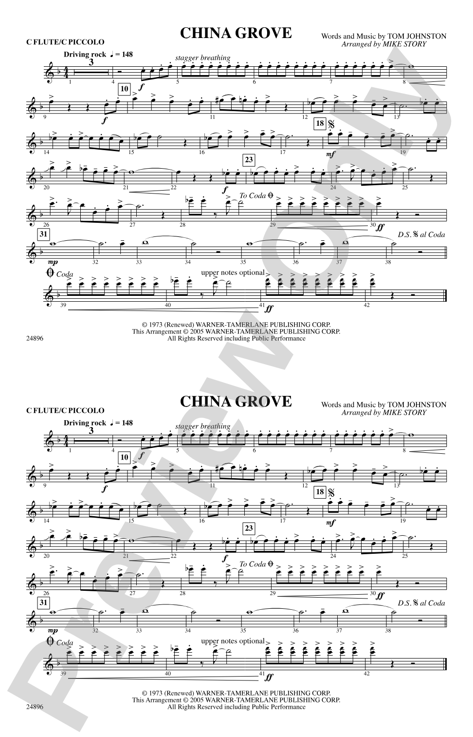 China Grove: Flute