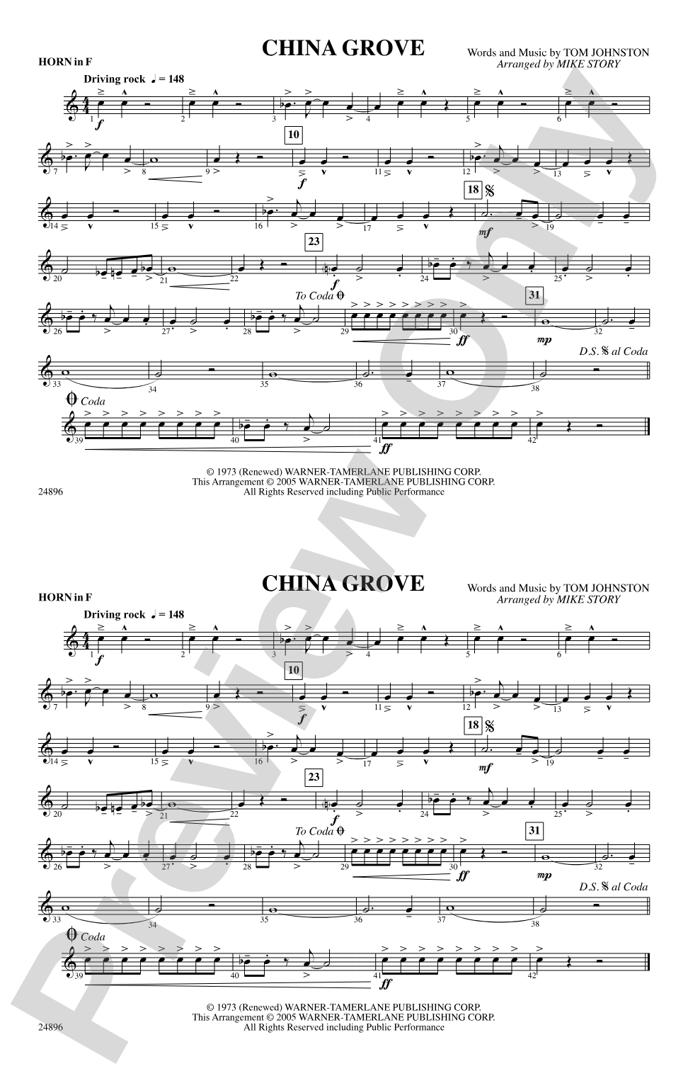 China Grove: 1st F Horn