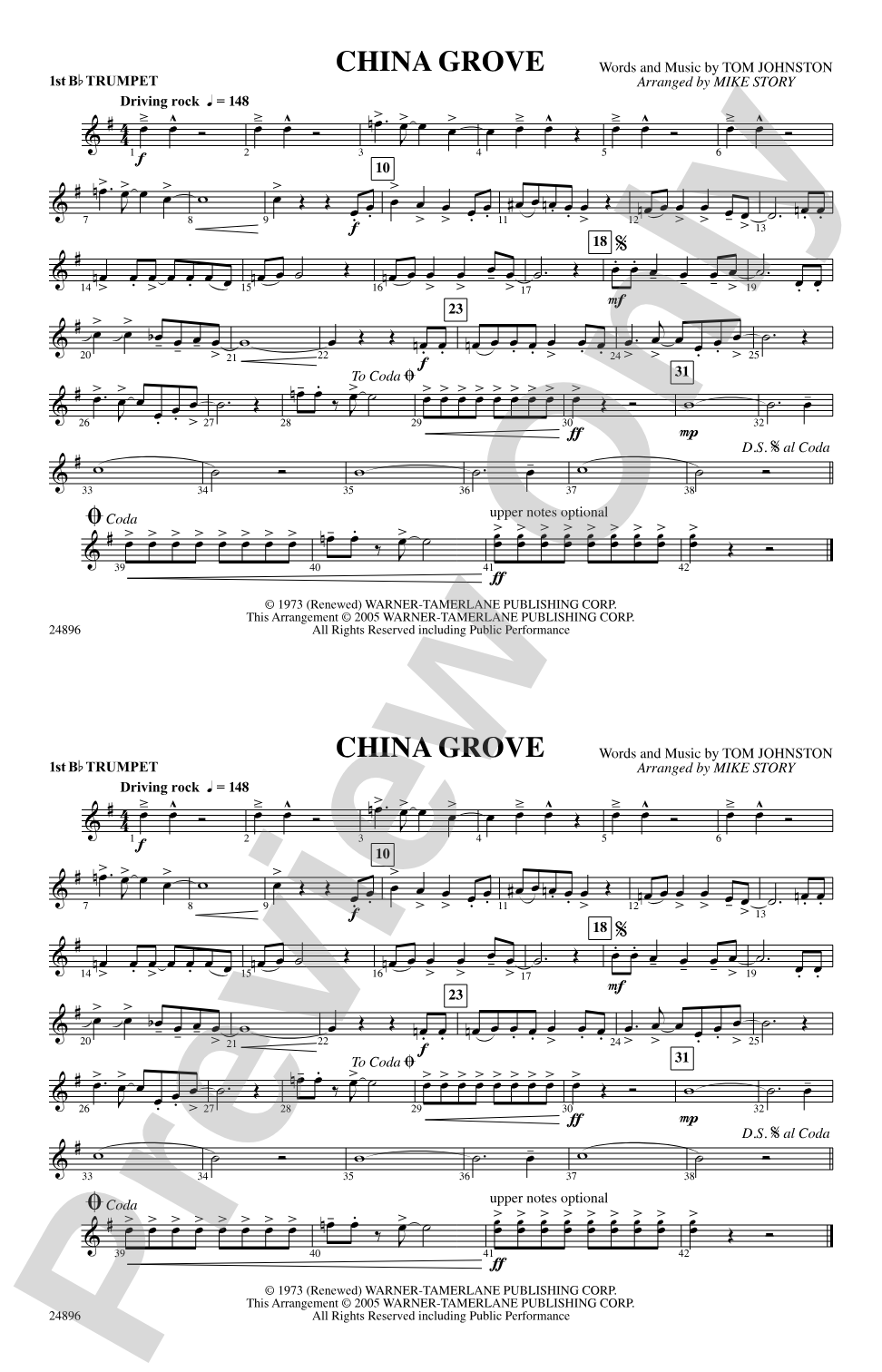 China Grove: 1st B-flat Trumpet