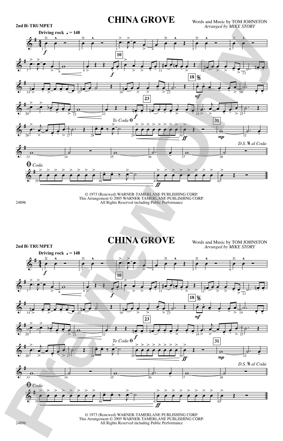 China Grove: 2nd B-flat Trumpet