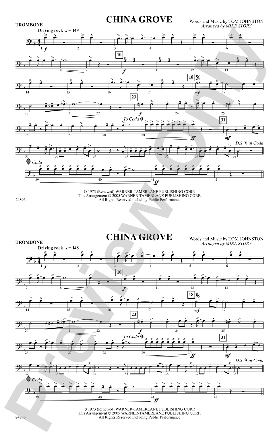 China Grove: 1st Trombone