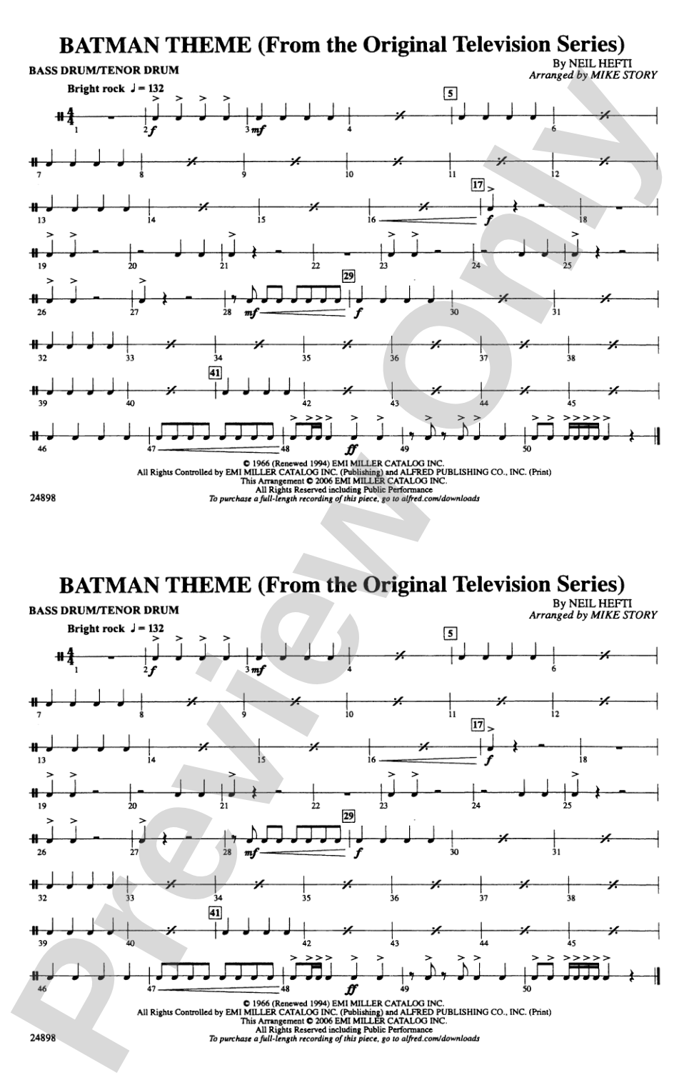 Batman Theme (from the TV Series): Bass Drum/Tenor Drum