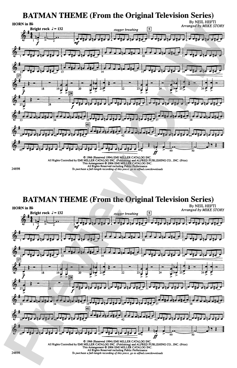 Batman Theme (from the TV Series): Horn in B flat