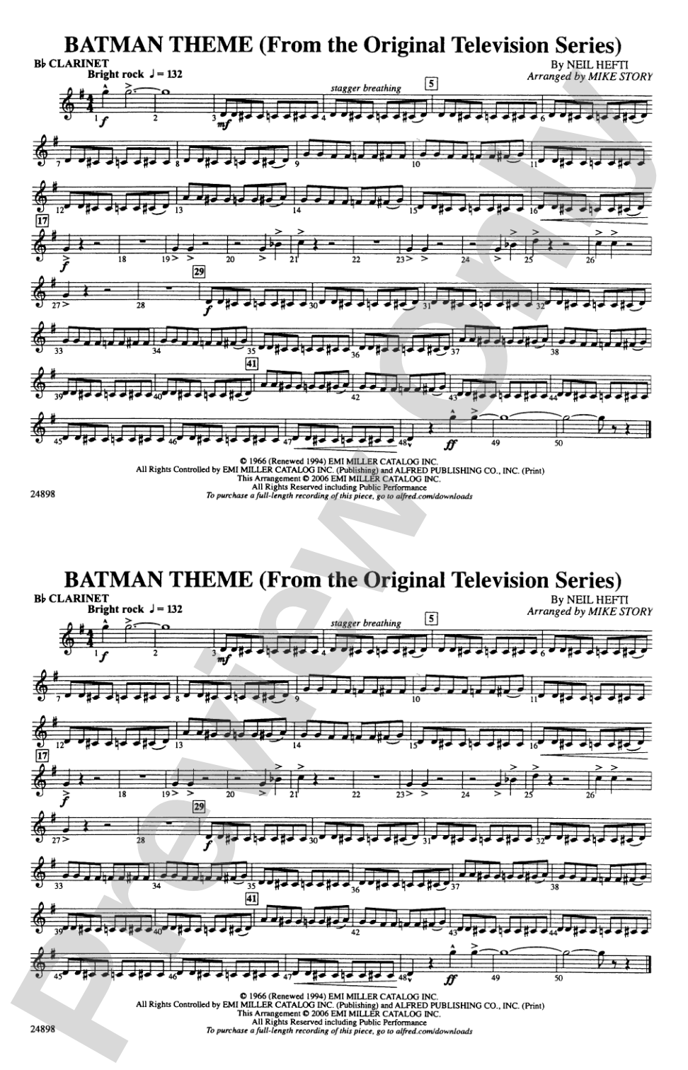 Batman Theme (from the TV Series): 1st B-flat Clarinet