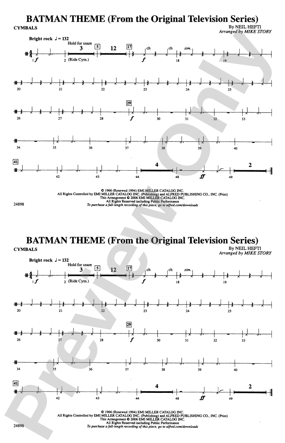 Batman Theme (from the TV Series): Cymbals