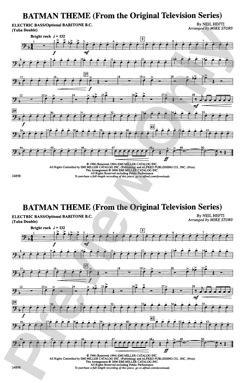 Batman Theme (from the TV Series): Electric Bass