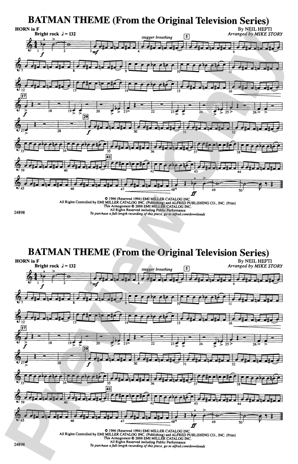 Batman Theme (from the TV Series): 1st F Horn