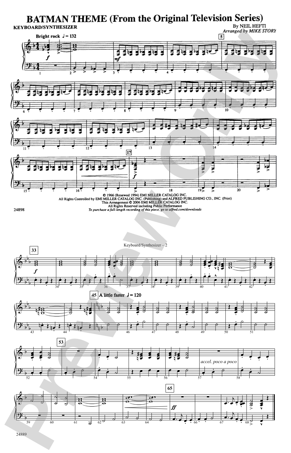 Batman Theme (from the TV Series): Keyboard/Synthesizer