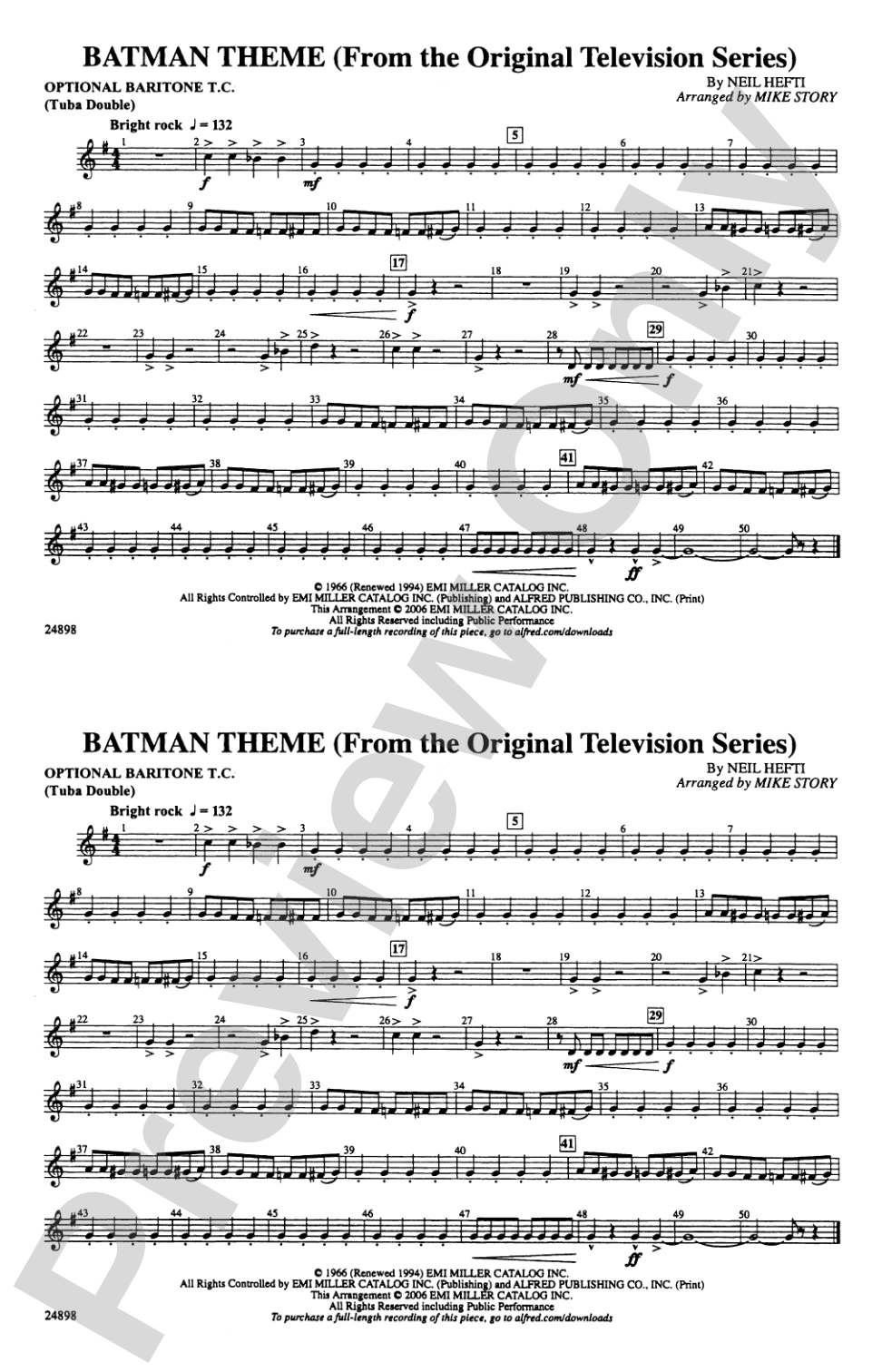 Batman Theme (from the TV Series): Optional Baritone T.C. (Tuba Double)
