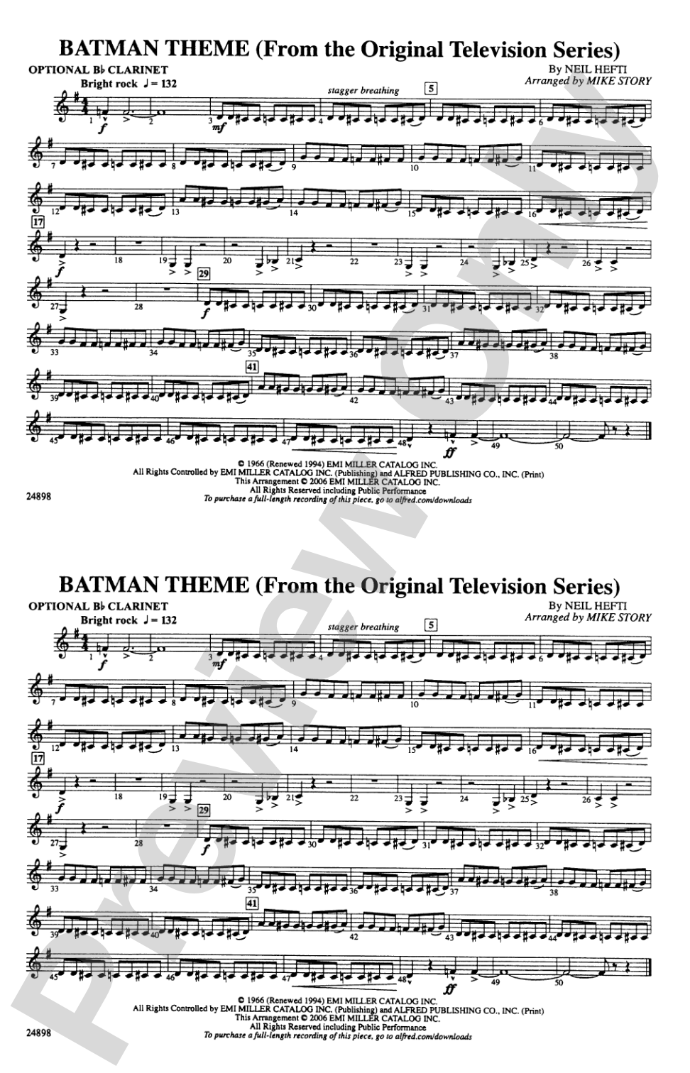 Batman Theme (from the TV Series): Optional Bb Clarinet