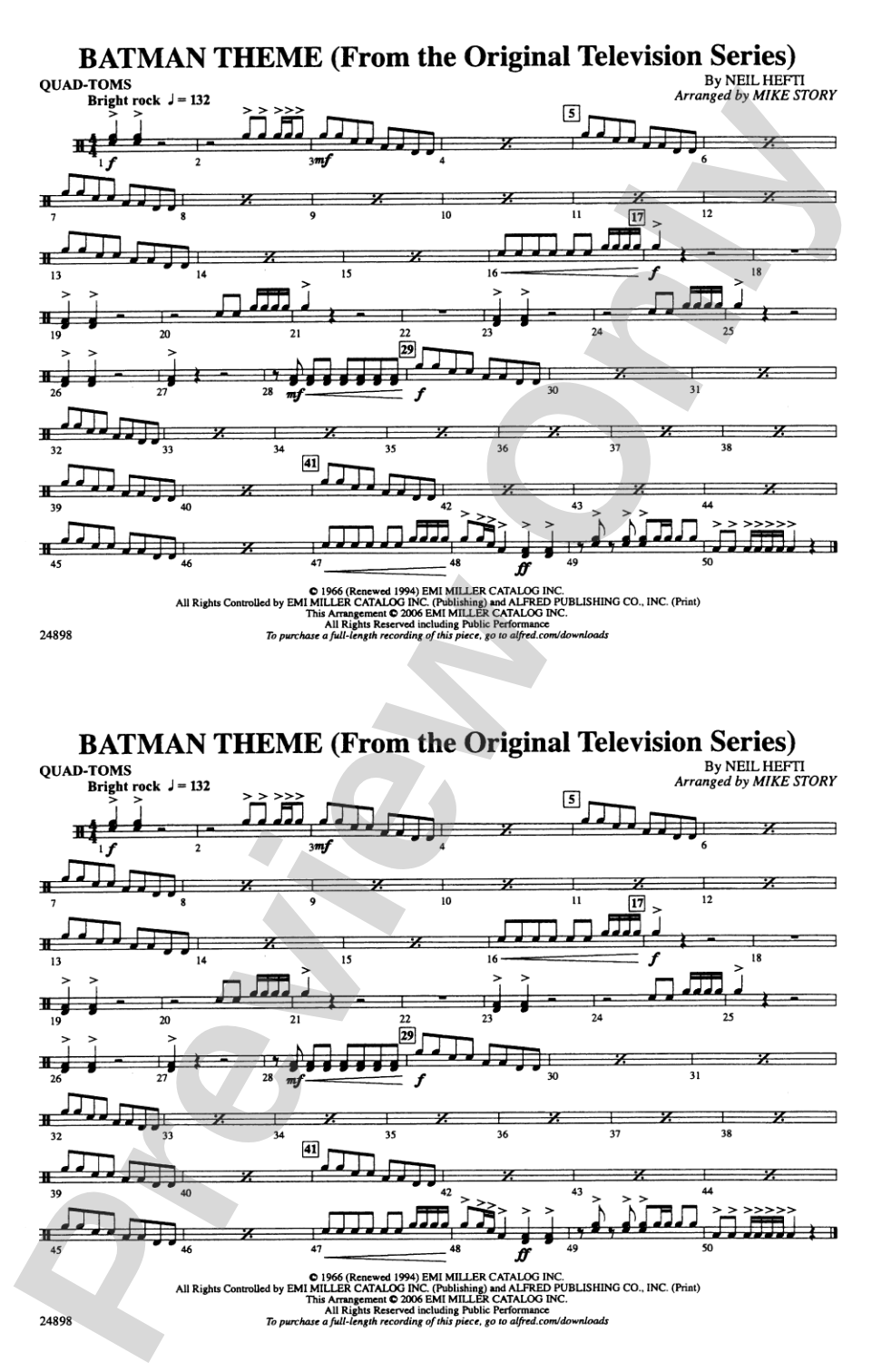 Batman Theme (from the TV Series): Quad-Toms