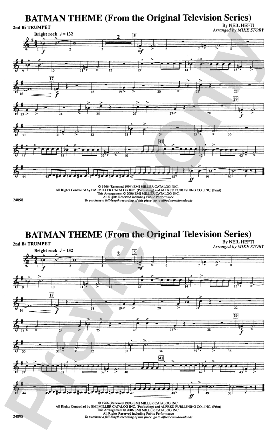 Batman Theme (from the TV Series): 2nd B-flat Trumpet