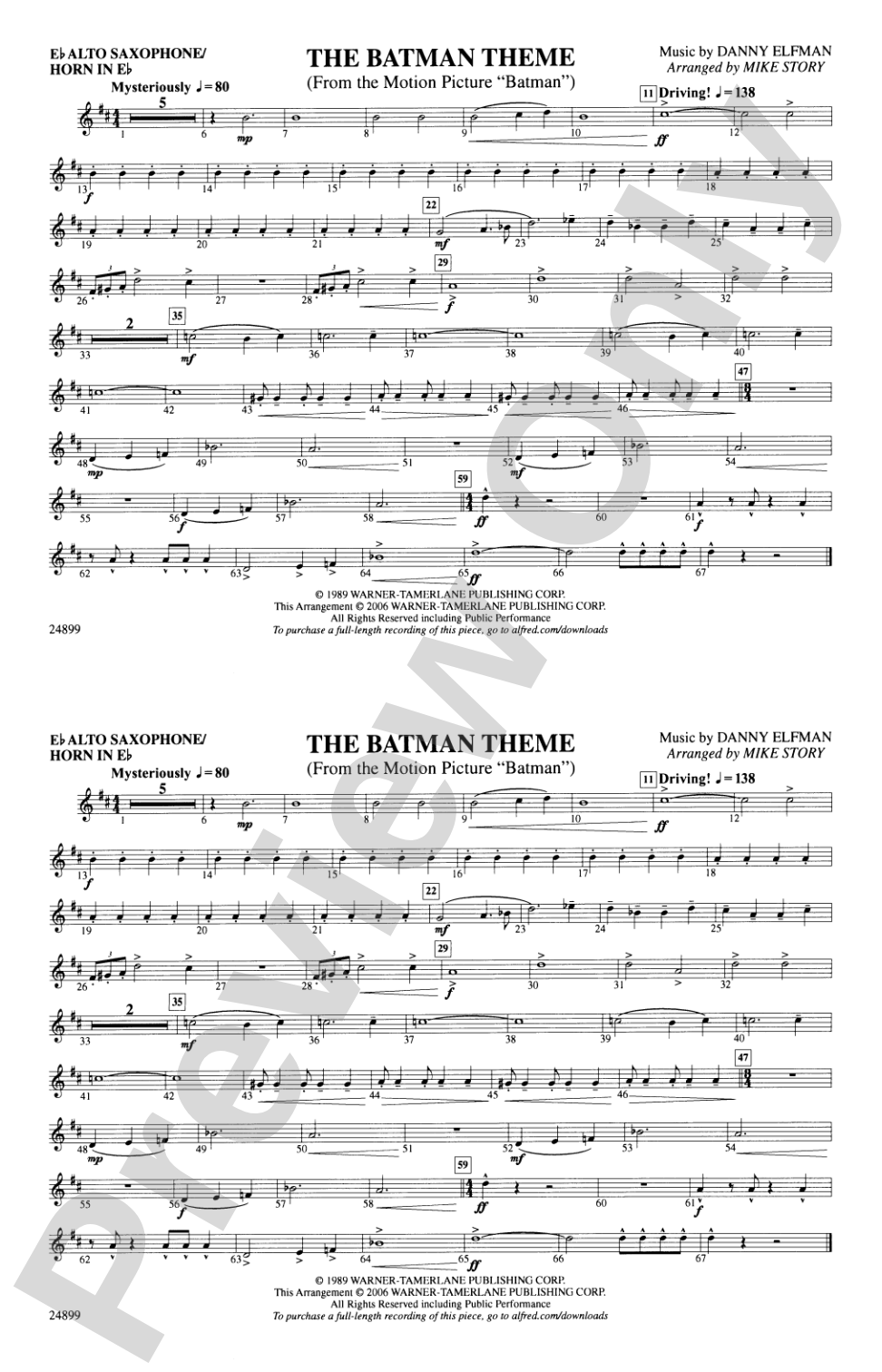The Batman Theme (from Batman): E-flat Alto Saxophone