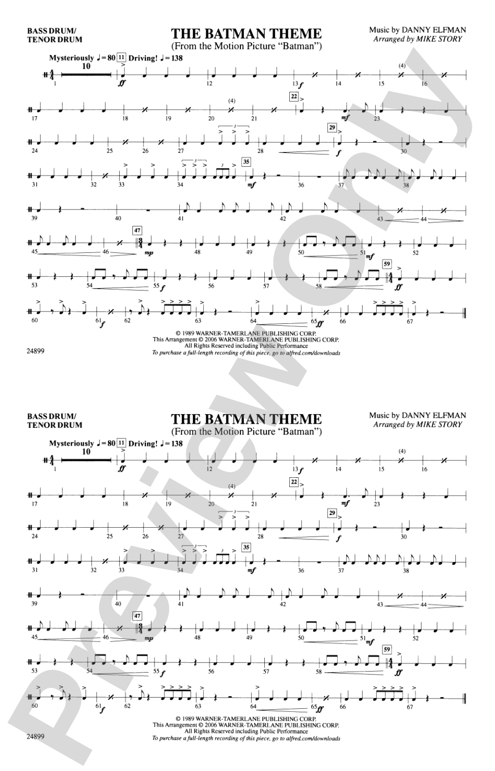 The Batman Theme (from Batman): Bass Drum/Tenor Drum