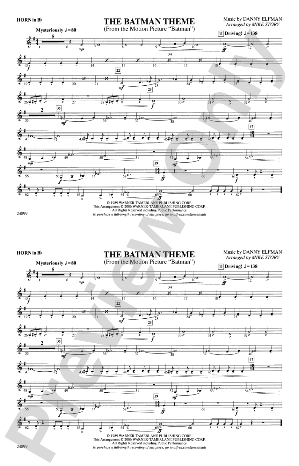 The Batman Theme (from Batman): Horn in B flat