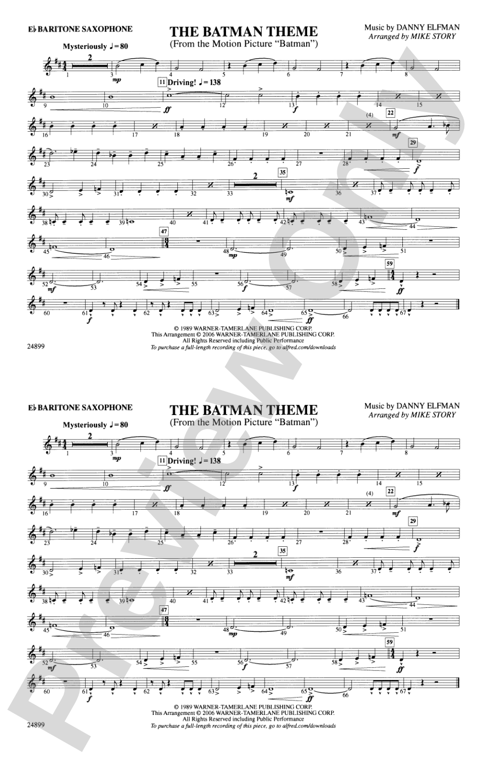 The Batman Theme (from Batman): E-flat Baritone Saxophone
