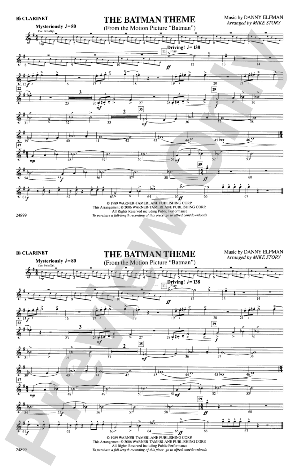 The Batman Theme (from Batman): 1st B-flat Clarinet