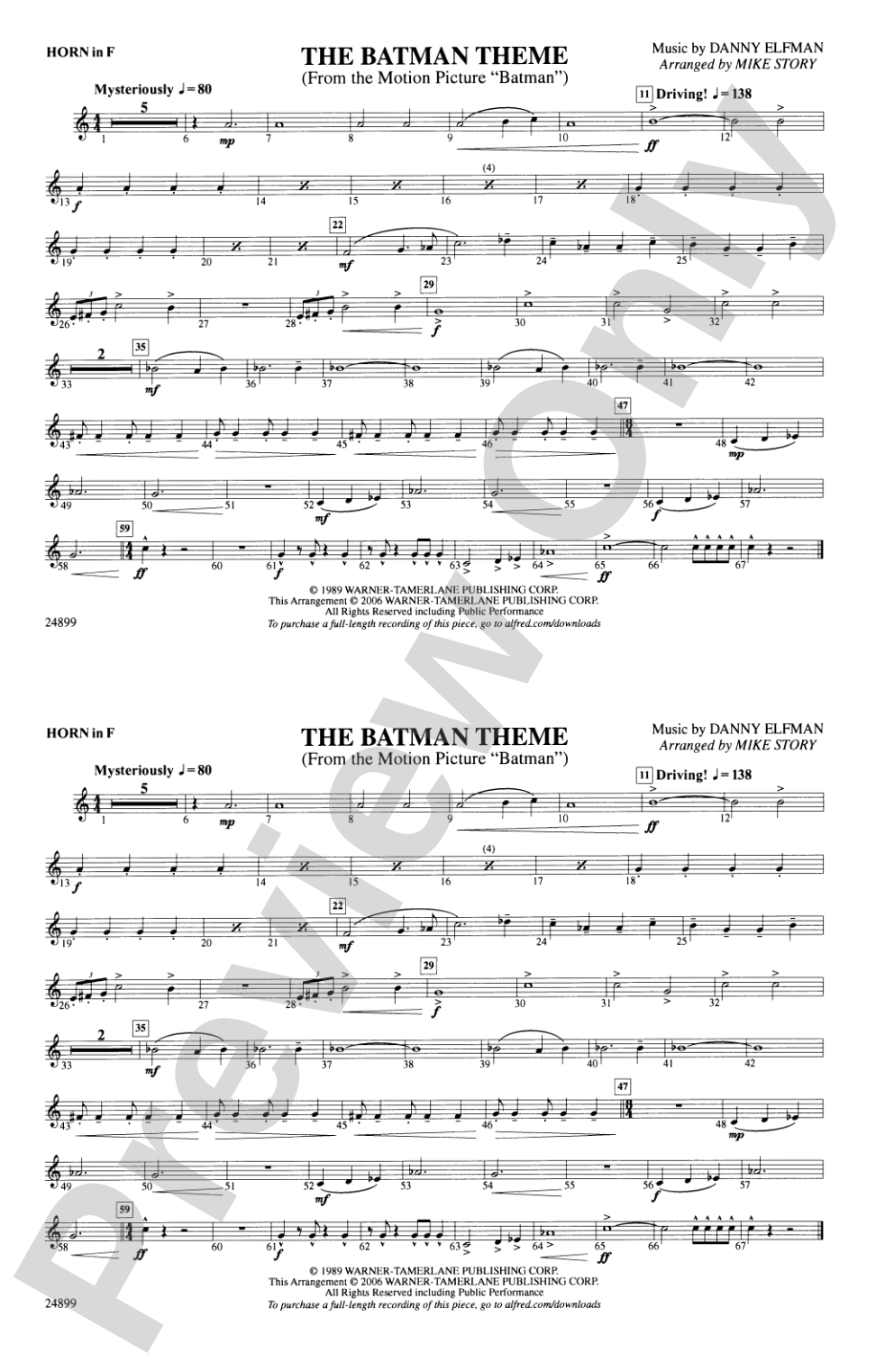 The Batman Theme (from Batman): 1st F Horn