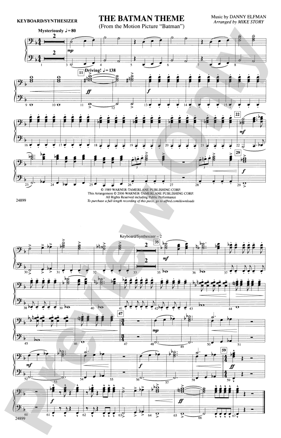 The Batman Theme (from Batman): Keyboard/Synthesizer