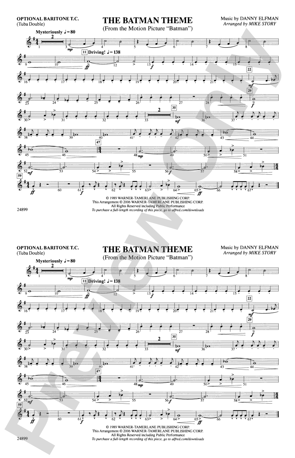 The Batman Theme (from Batman): Optional Baritone T.C. (Tuba Double)