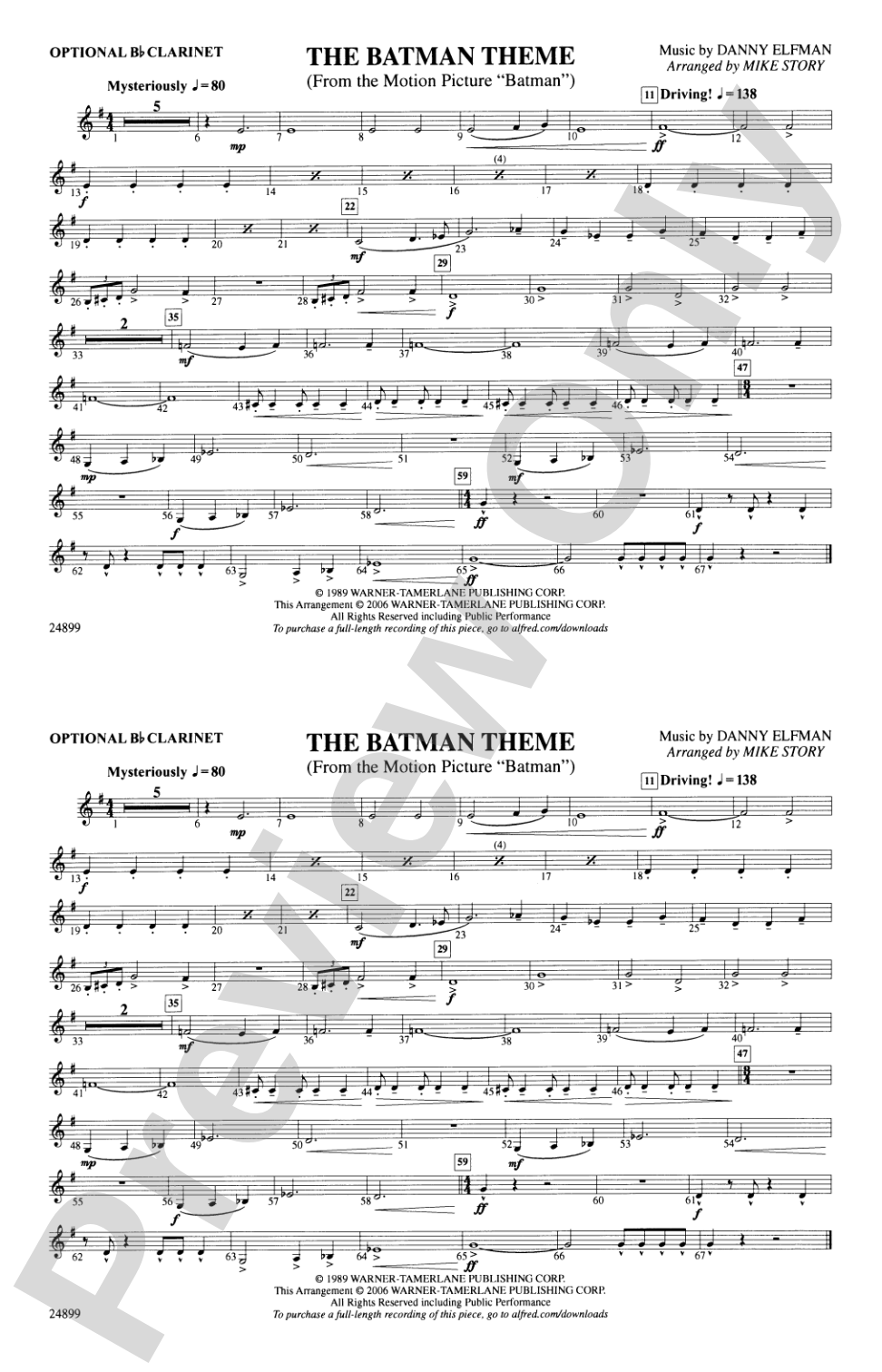 The Batman Theme (from Batman): Optional Bb Clarinet