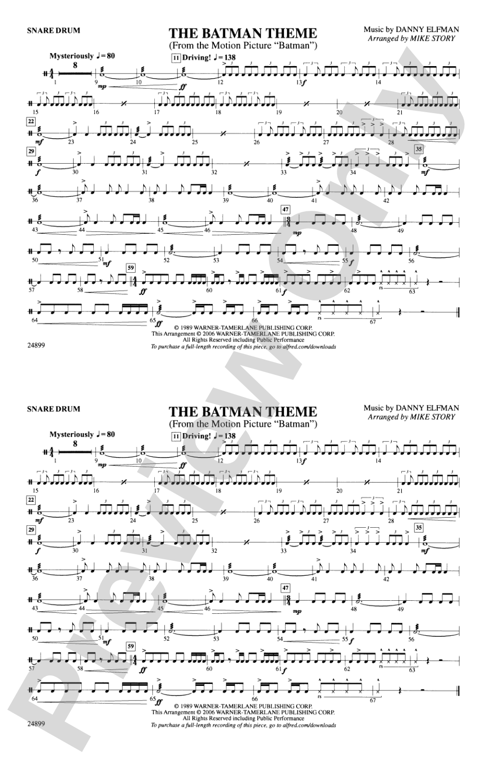 The Batman Theme (from Batman): Snare Drum