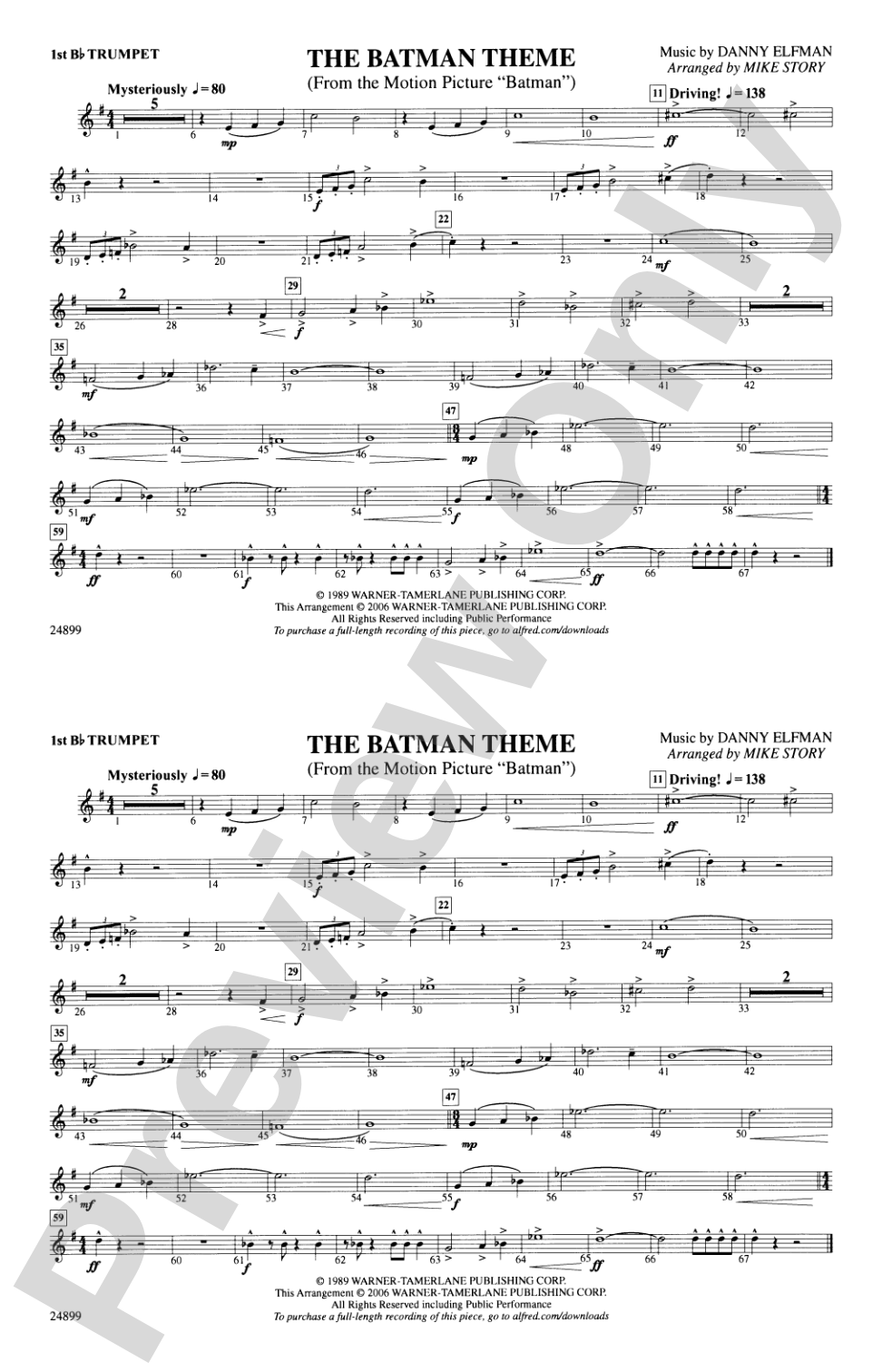 The Batman Theme (from Batman): 1st B-flat Trumpet