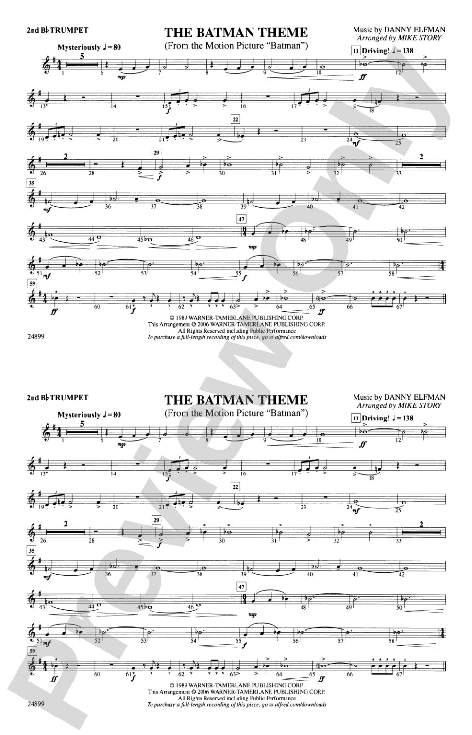 The Batman Theme (from Batman): 2nd B-flat Trumpet