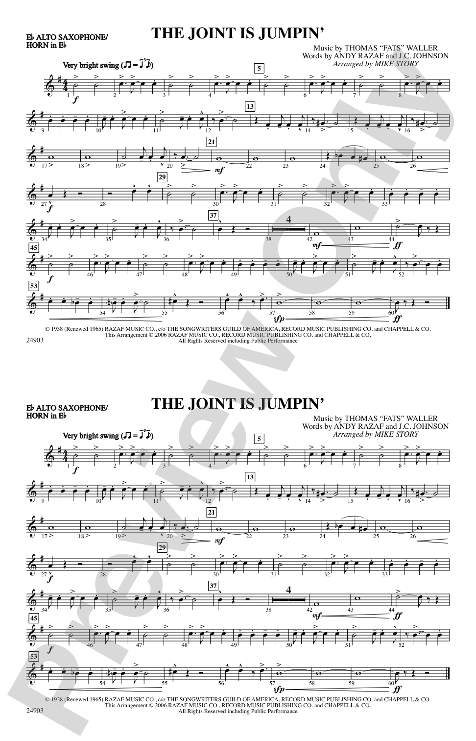 The Joint Is Jumpin': E-flat Alto Saxophone