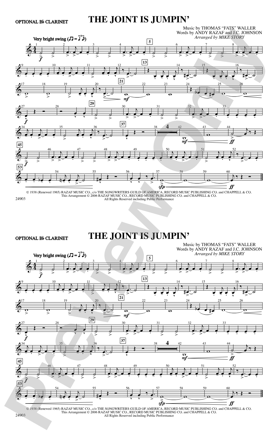 The Joint Is Jumpin': Optional Bb Clarinet