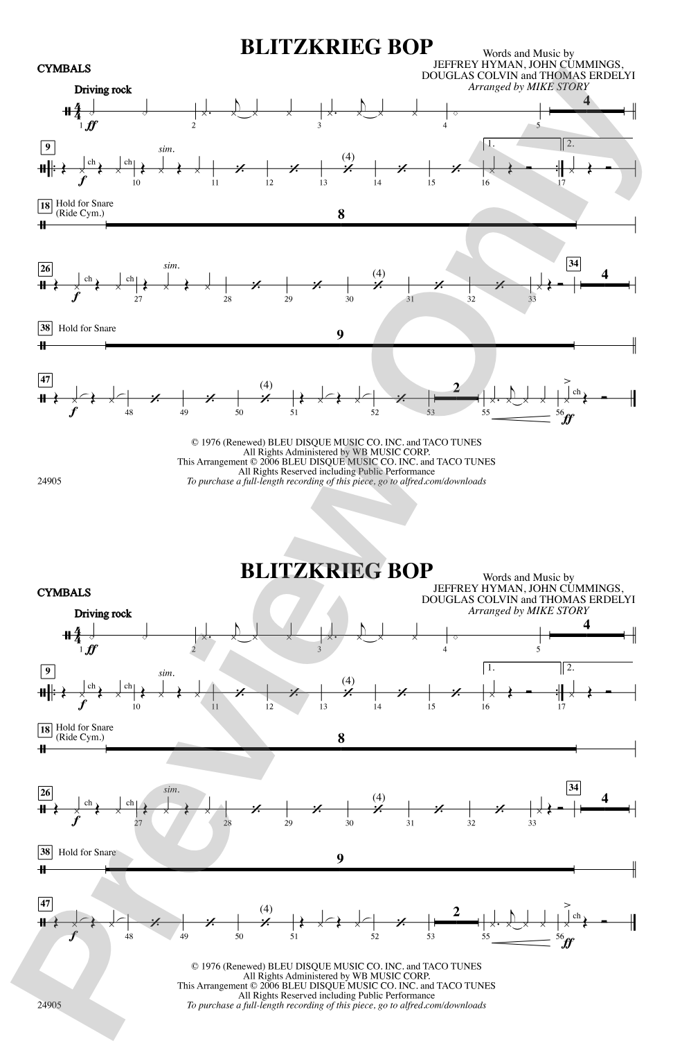 Blitzkrieg Bop: Cymbals