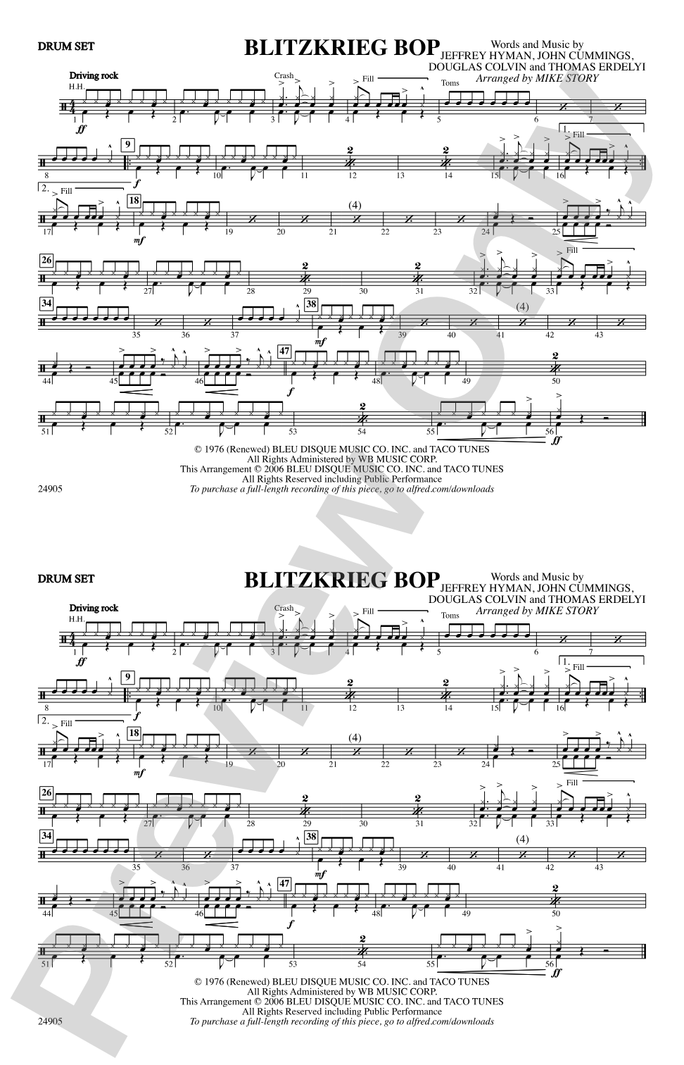 Blitzkrieg Bop: Drumset