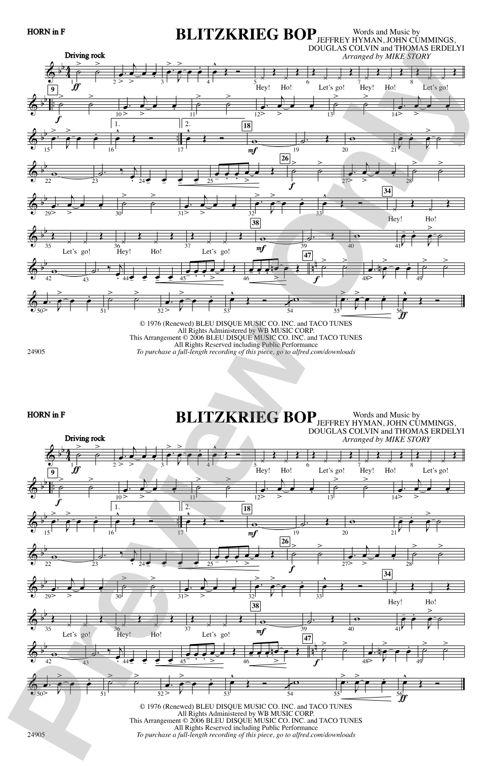 Blitzkrieg Bop: 1st F Horn