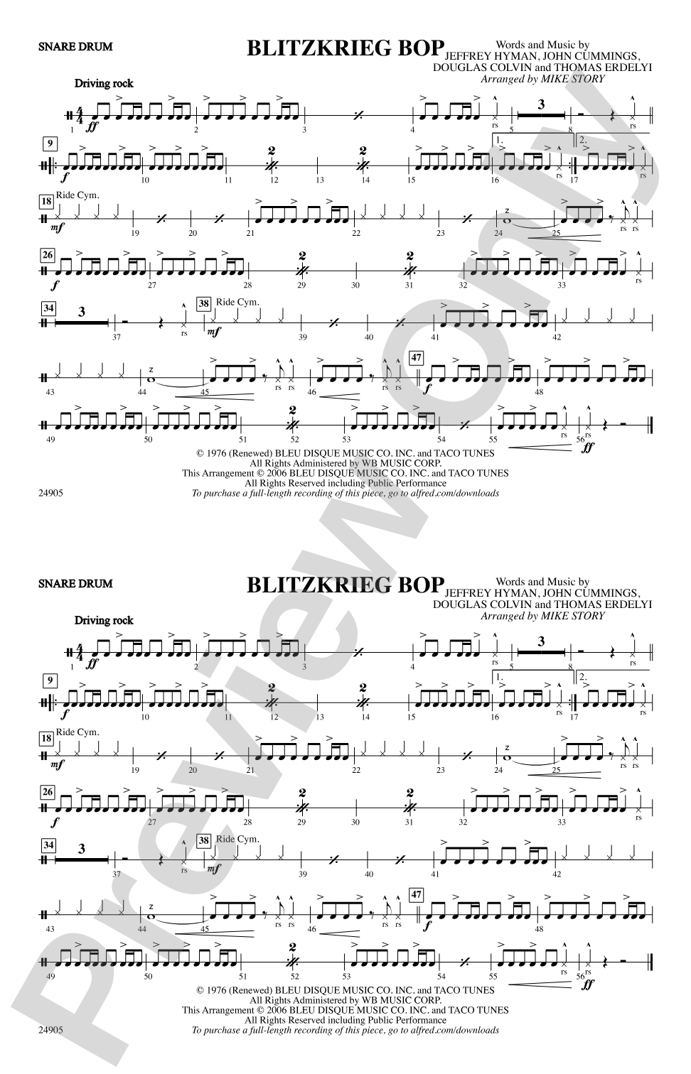 Blitzkrieg Bop: Snare Drum
