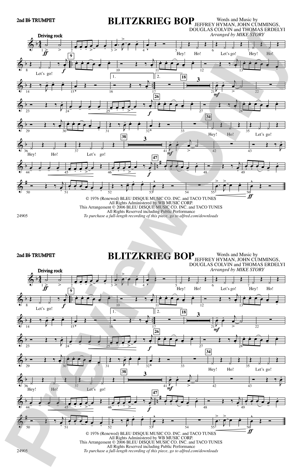 Blitzkrieg Bop: 2nd B-flat Trumpet
