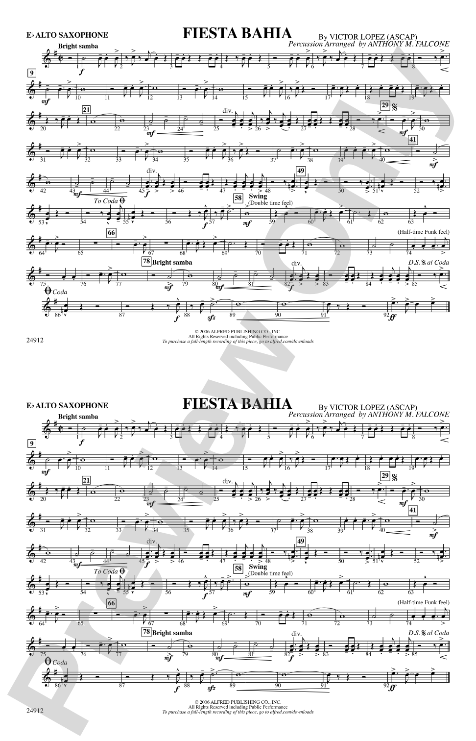 Fiesta Bahia: E-flat Alto Saxophone